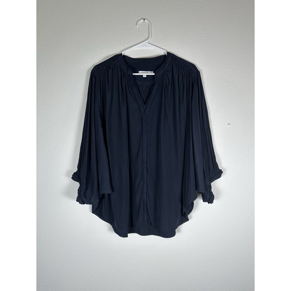 Chico's 2.5/US 14  Navy Blue Braided Batwing Blouse